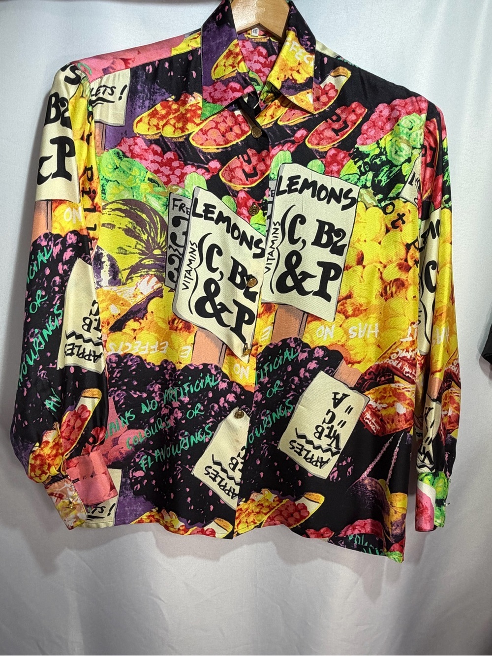 Iceberg vintage Graphic Fruit & Signprint Button-Up Shirt - size M /40 Exellent